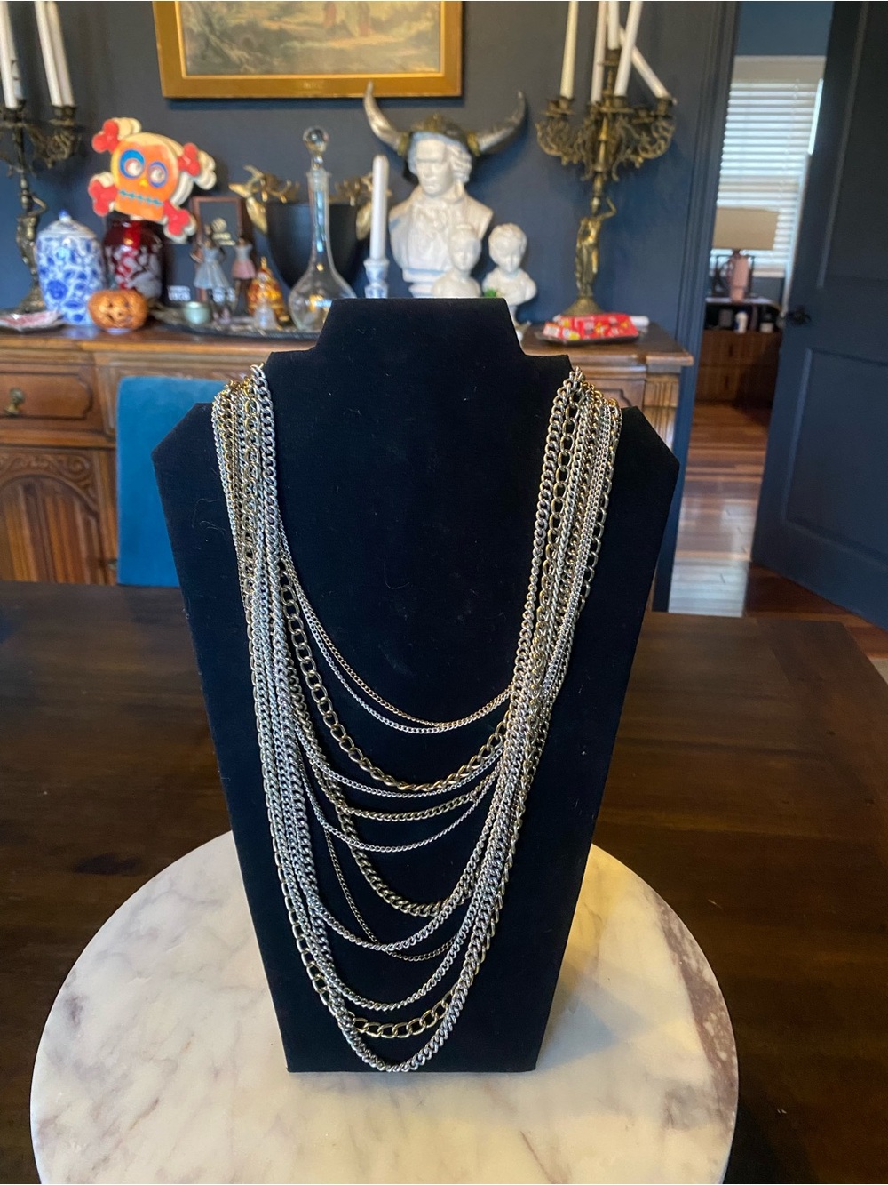 Multi-Strand Layered Silver and Gold Necklace - Women Jewelry